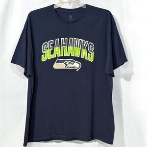 Seattle Seahawks NFL Team Apparel T-Shirt XXL Blue Neon Green Logo Cotton NWOT